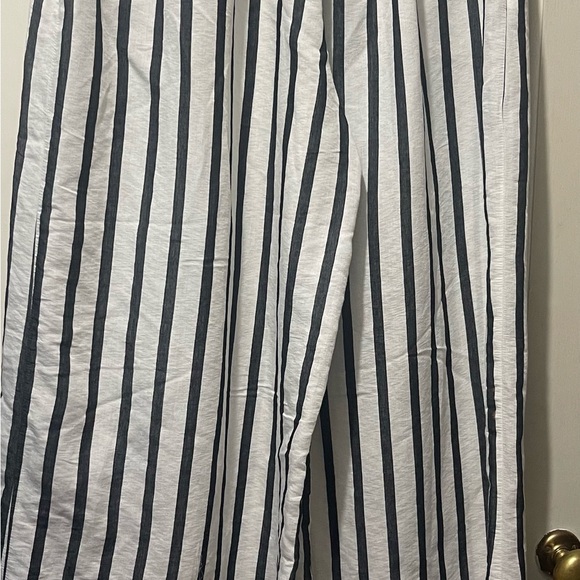 Abercrombie & Fitch Wide Leg Beach Pants black Striped Split Leg Sz S - Picture 2 of 8